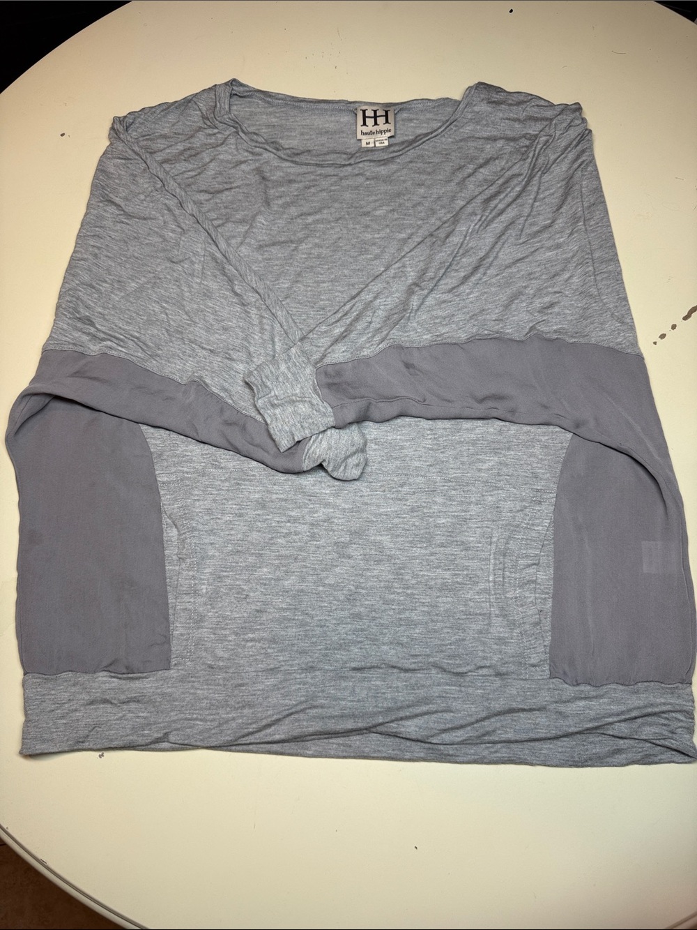Haute Hippie Light Heather Gray Crewneck Top